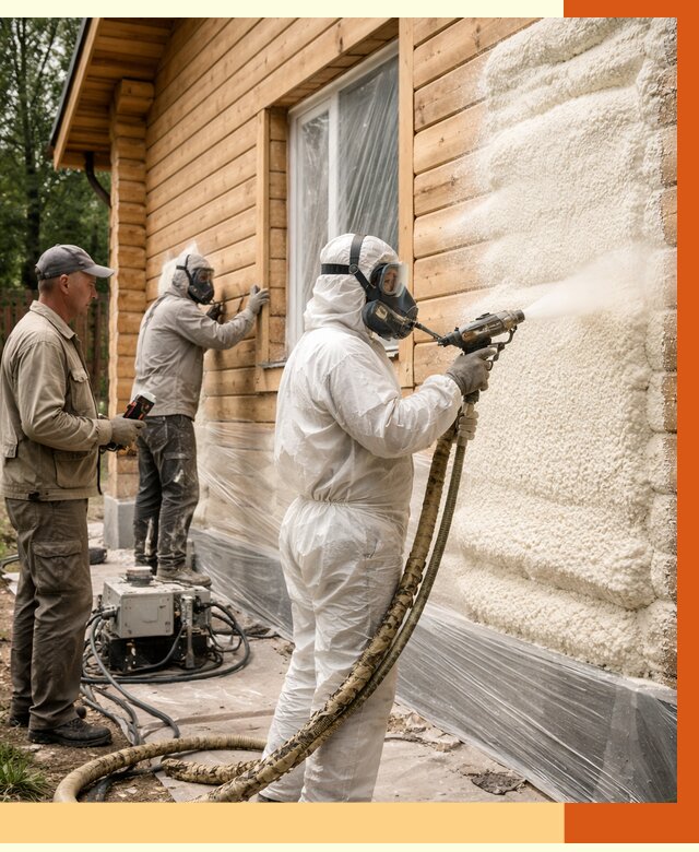 Утепление дома из бруса ППУ в Орске от 3981 руб/м2 под ключ | ТепломастерРск