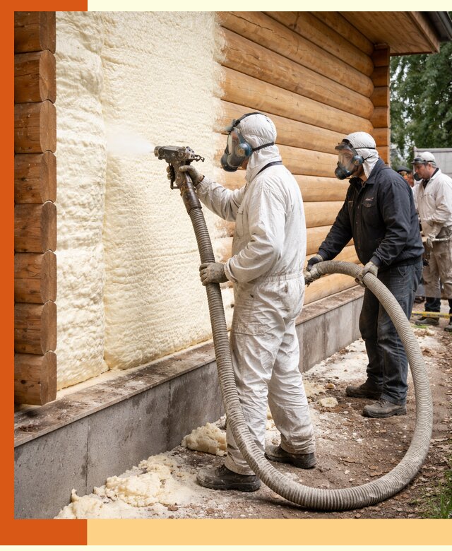 Утепление дома из бруса пенополиуретаном в Орске