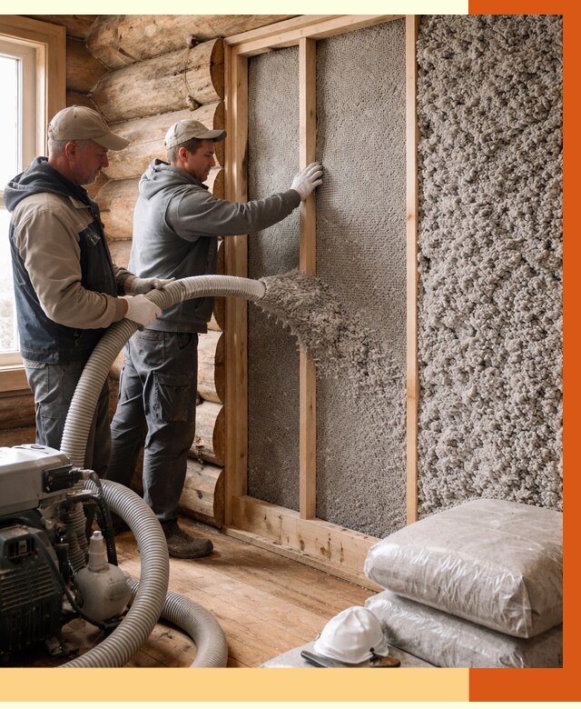 Утепление бревенчатого дома эковатой в Орске от 2844 руб. | ТепломастерРск