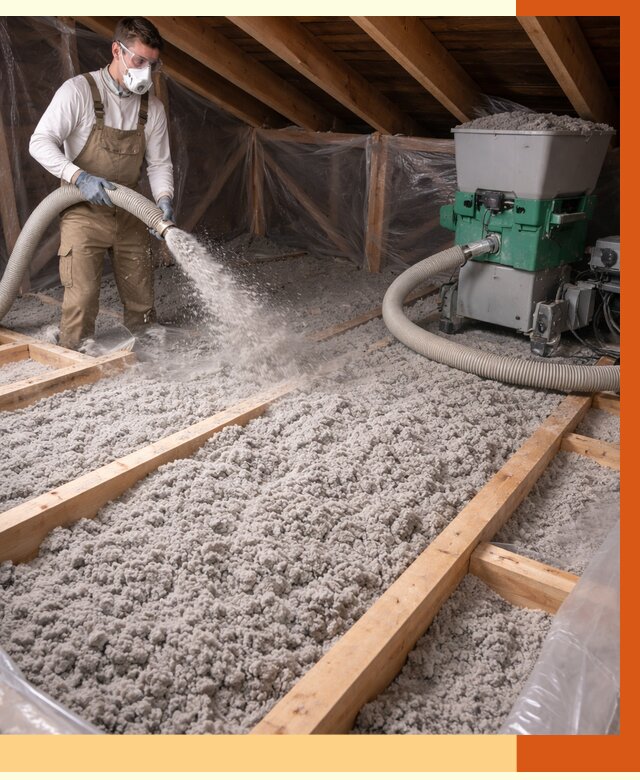 Утепление чердака эковатой в Орске от 1499 руб/м2 — заказать у ТепломастерРск