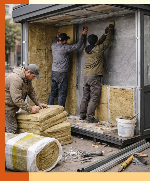 Утепление павильона шаурмы под ключ в Орске