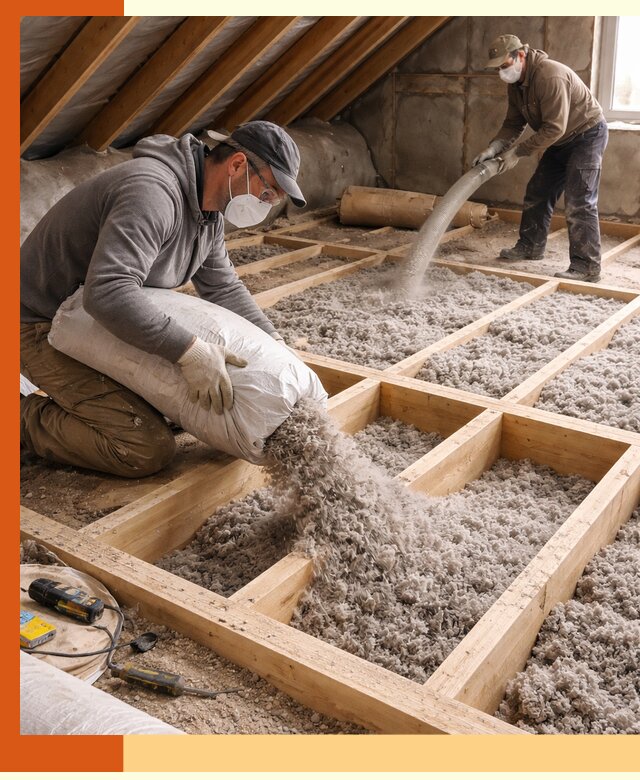 Заполнение полостей чердачного перекрытия в Орске качественно и надёжно