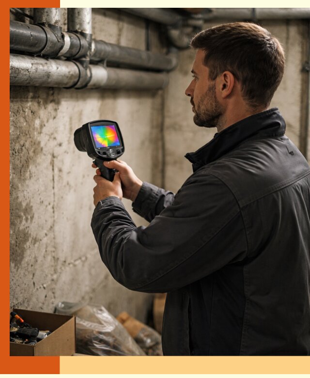 Тепловизионное обследование подвала в Орске для поиска утечек тепла